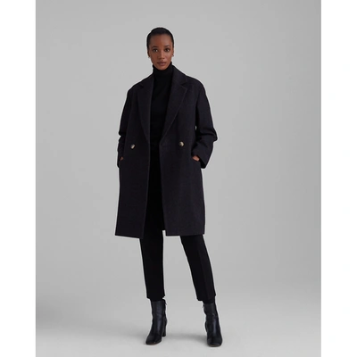 Shop Club Monaco Relaxed Double-breasted Coat In Black Heather