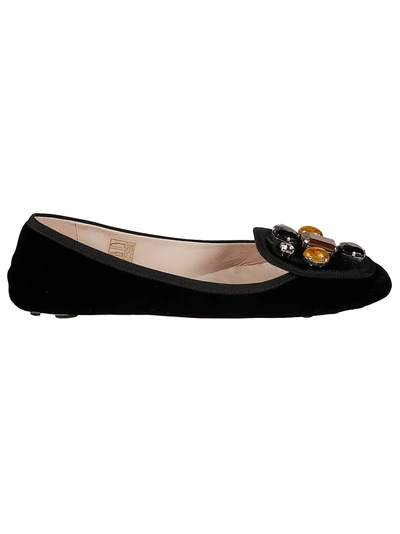 Shop Car Shoe Embellished Ballerinas In Black