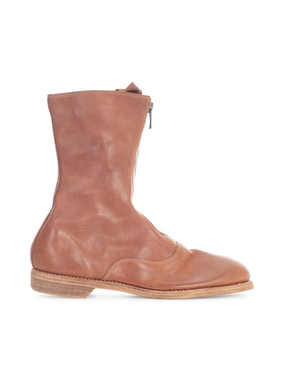 Shop Guidi Front Zip Army Boots Sole Leather In T Leather