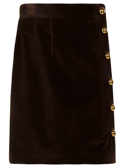 Shop Dolce & Gabbana Ribbed Skirt In Brown