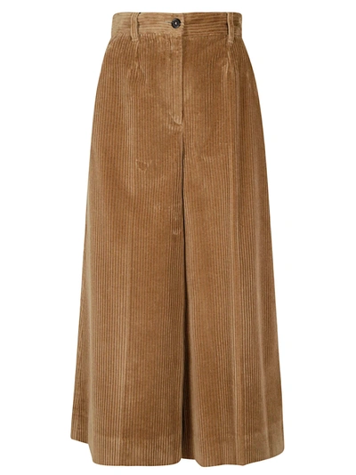 Shop Dolce & Gabbana Wide Leg Ribbed Trousers In Sand