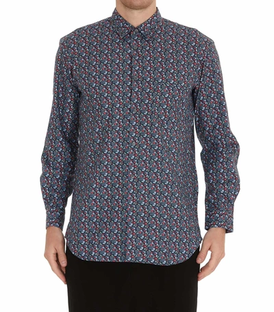 Shop Comme Des Garçons Shirt Fancy Flower Print Shirt In Blue