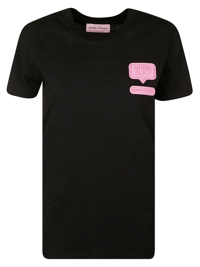 Shop Chiara Ferragni Eye & Logo Patch T-shirt In Black