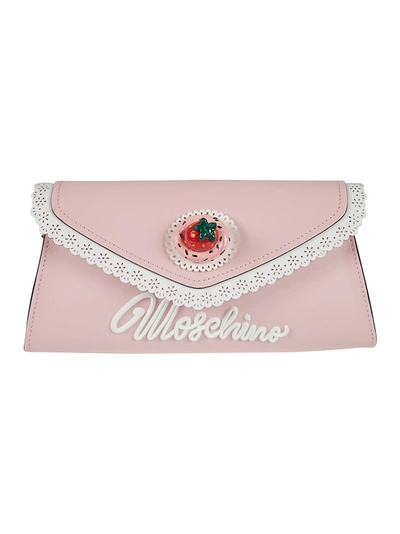 Shop Moschino Logo Front Envelope Shoulder Bag In Pink