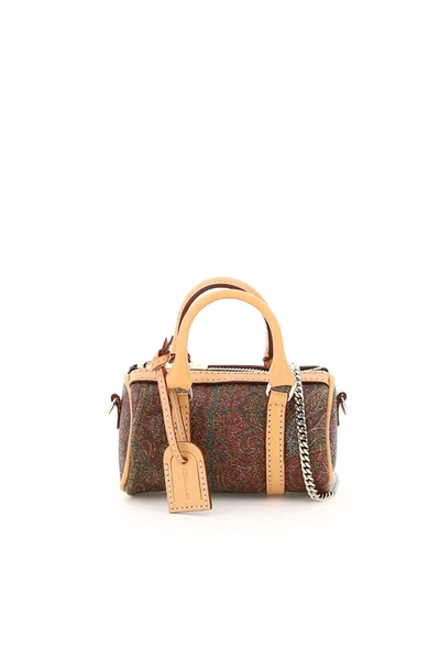Shop Etro Paisley Micro Bag In Brown,red,green