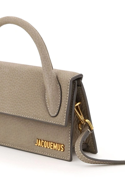 Jacquemus Le Chiquito Long Suede Top Handle Bag in Gray