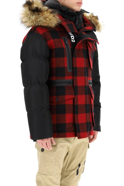 Shop Dsquared2 Two-material Parka With Removable Interior In Black,red