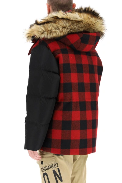 Shop Dsquared2 Two-material Parka With Removable Interior In Black,red