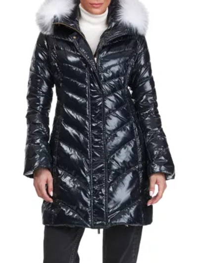 Shop Gorski Apres-ski Detchable Fox Fur Hood Trim Puffer Jacket In Black