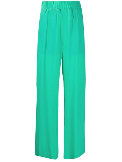 Shop Jejia Silk Wide Leg Trousers In Green