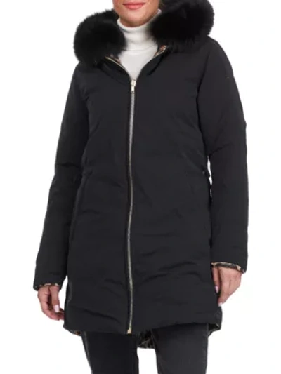 Shop Gorski Women's Reversible Fox Fur-trim Hood Apres-ski Jacket In Black Leopard