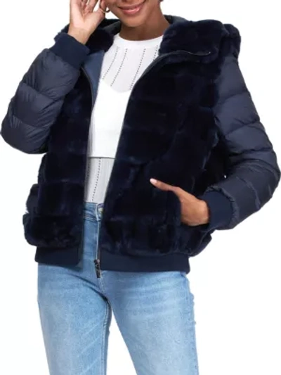 Shop Gorski Detachable Quilted-sleeves Rex Rabbit Fur Parka In Navy