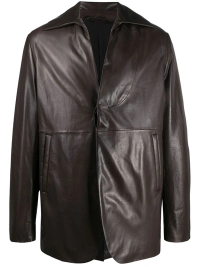 Shop Acne Studios Classic Leather Jacket In Brown