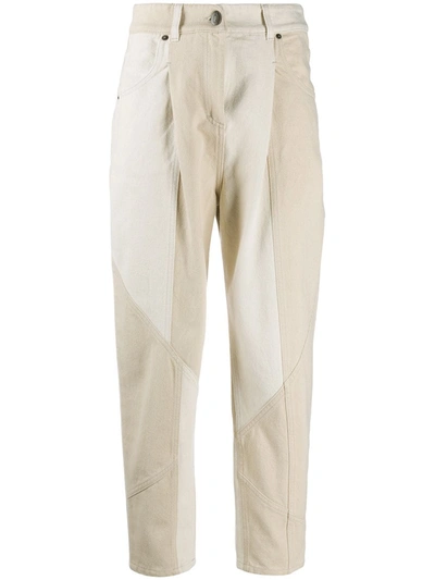 Shop 8pm High Waisted Patchwork Trousers In Neutrals