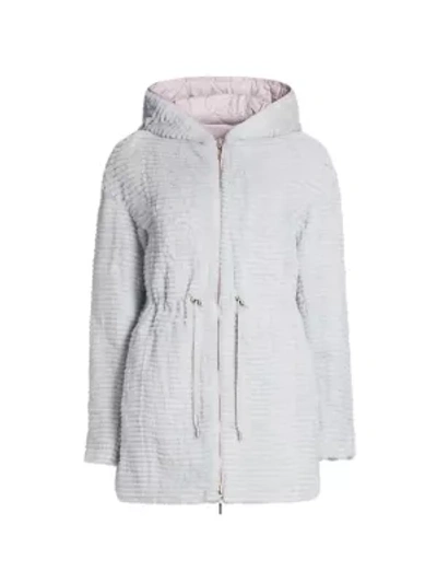Shop The Fur Salon Julia & Stella For  Textured Mink Fur Reversible Quilted Down Drawstring Parka In Canal Blue Light Pink