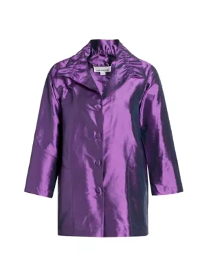 Shop Caroline Rose Silk Shantung Shirt In Amethyst