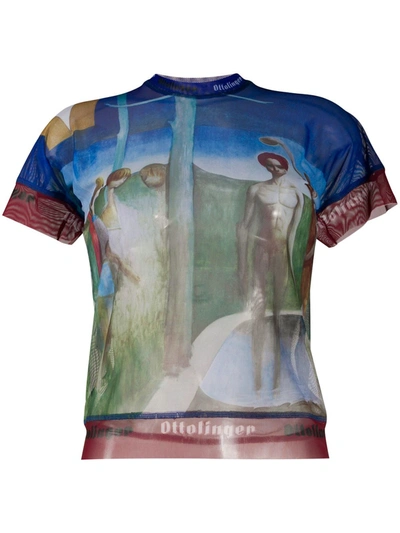 Shop Ottolinger Julien Nguyen Print Semi-sheer T-shirt In Blau