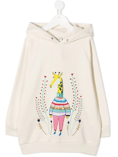 Gucci Kids' Giraffe-print Oversized Hoodie In Neutrals | ModeSens