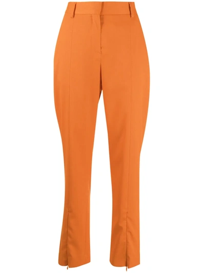 Shop Mm6 Maison Margiela High-waisted Straight-leg Trousers In Orange