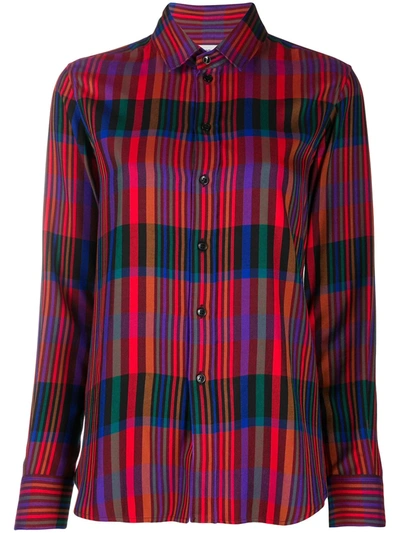 Saint Laurent Tartan Check Buttoned Shirt In Red