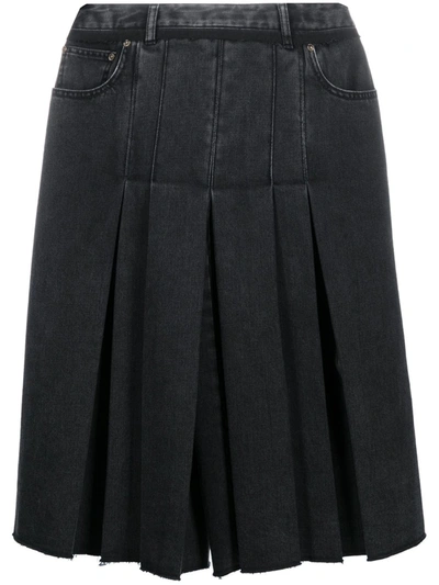 Shop Maison Margiela Pleated Denim Culottes In Black
