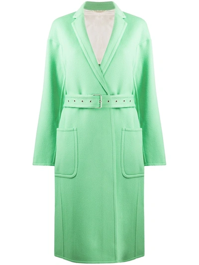 Shop Helmut Lang Single Breasted Belted Coat In Green