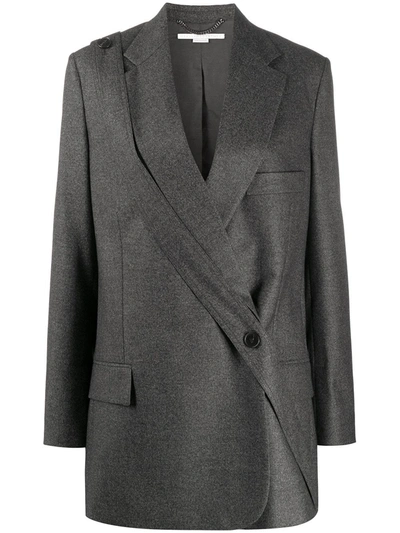 Shop Stella Mccartney Cross-over Longline Blazer In Grey