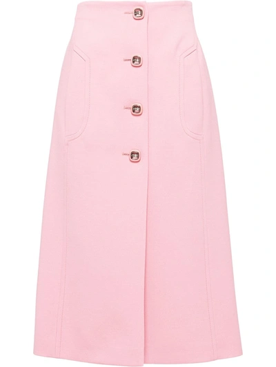 Shop Prada Natté Toile Skirt In Pink