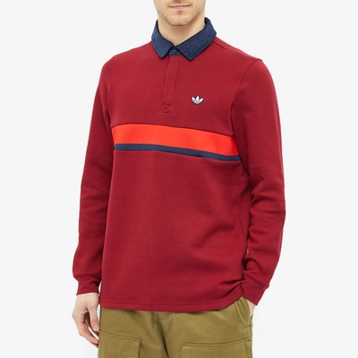 Adidas Originals Premium Samstag Rugby Polo In Burgundy-red In Collegiate  Burgundy | ModeSens