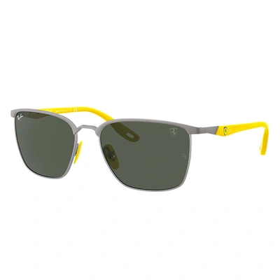 Shop Ray Ban Rb3673m Scuderia Ferrari Collection Sunglasses Yellow Frame Green Lenses 56-17