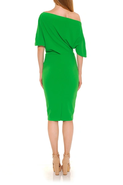 Shop Alexia Admor Olivia Draped One-shoulder Dress In Bright Green