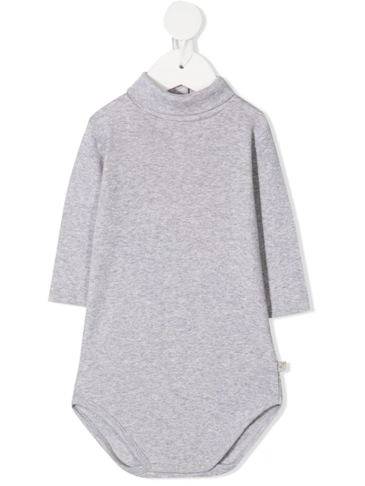 Shop Bonpoint High Neck Baby Bodysuit In 灰色