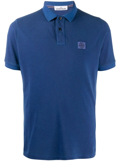 Shop Stone Island Cotton-pique Polo Shirt In Blue