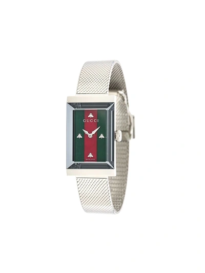 Shop Gucci G-frame 21mm Watch In 绿色