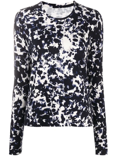 Shop Majestic Abstract Print Longsleeved Top In Blue