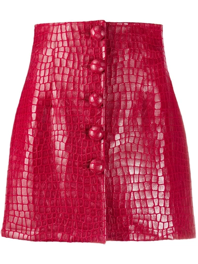 Shop Andamane Croc-effect Mini Skirt In Red