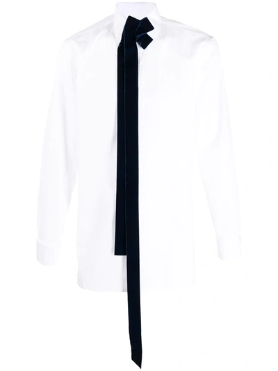 Shop Maison Margiela Detachable Tie Detail Shirt In White
