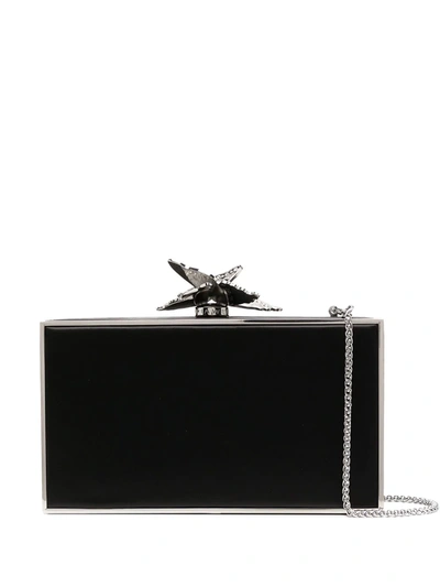 Shop Sophia Webster Clara Butterfly Satin Box Clutch In Black