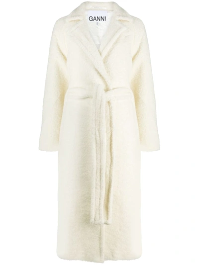 Shop Ganni Wrap Mid-length Coat In Neutrals