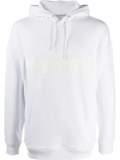 Shop Givenchy Logo Print Hooded Sweatshirt In White