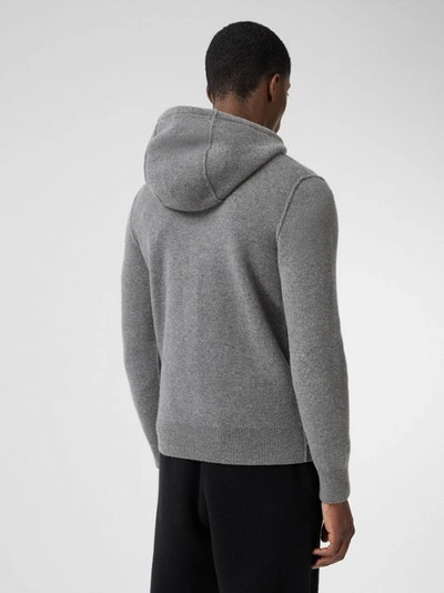 Shop Burberry Monogram Motif Cashmere Blend Hooded Top In Mid Grey Melange
