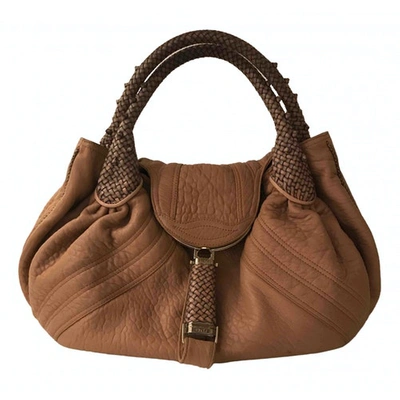 Pre-owned Fendi Spy Camel Leather Handbag
