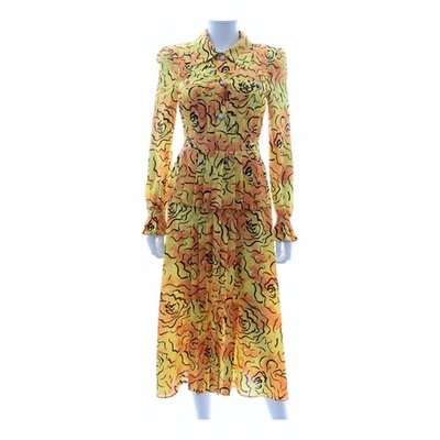 Pre-owned Alessandra Rich Silk Mid-length Dress In Yellow