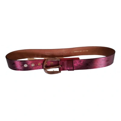 Pre-owned Closed Leather Belt In Metallic