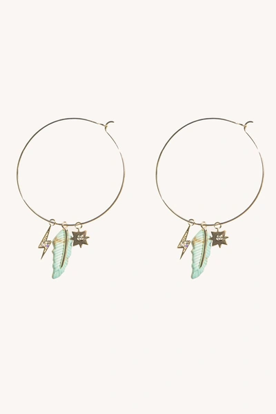 Shop Rebecca Minkoff Charm Cluster Hoop In Gold/turquoise