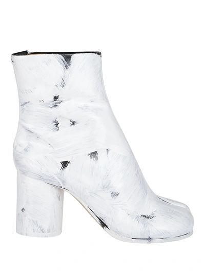 Shop Maison Margiela White Leather Tabi Boots In Bianco