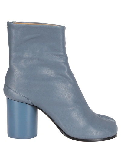 Shop Maison Margiela Blue Leather Tabi Boots In Light Blue