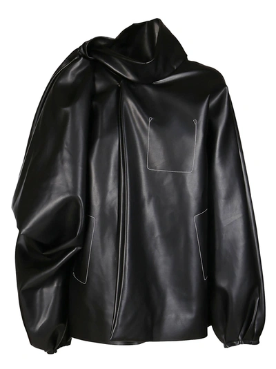 Shop Maison Margiela Black Faux Leather Shirt