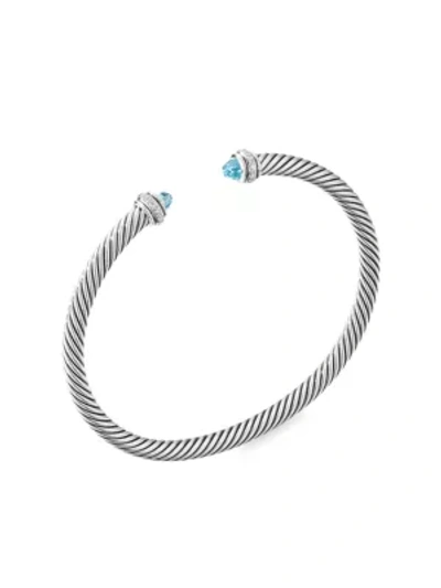Shop David Yurman Cable Classic Bracelet With Blue Topaz & Diamonds