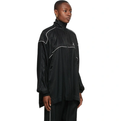 Shop Balenciaga Black Houndstooth Track Jacket In 1000 Black